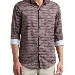 Simon Carter London Purple Printed Slim Fit Shirt-image-43