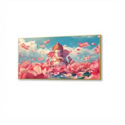 Nestroots Multicolor Canvas Divine Ganesha Delight Wall Painting - White Floating Frame image 2