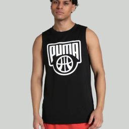 Puma Black Regular Fit Printed Tank Tees-image-45