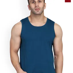 SLOWLORIS Pack Of 2 Printed Round Neck Bio-Wash Sleeveless Cotton Gym Vests-picture-27