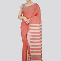 Pinkloom Peach Cotton Woven Saree With Unstitched Blouse-image-86