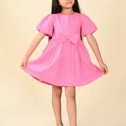 LilPicks Kids Pink Embroidered Dress-image-49
