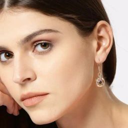 YouBella Rose-Gold Tone Blue Stone Studded Dangler Earrings for Women-24