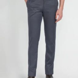 Arrow Grey Cotton Slim Fit Trousers-picture-49