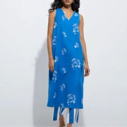 Utsa by Westside Blue Floral Design A-Line Cotton-Blend Kurta-69