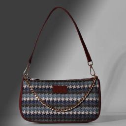 ZOUK Baguette Bombay Houndstooth Printed Shoulder Handbag-19