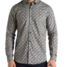 Simon Carter London Grey Printed Slim Fit Shirt-image-41