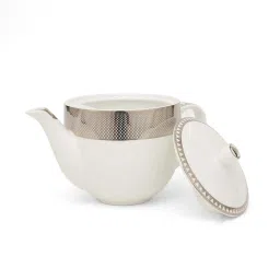 Home4U White & Golden Bone China 14 cm Tea Pot (0.38 L) - Set of 1 image 3
