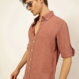 Thomas Scott Pink Slim fit Solid Casual Shirts-image-80