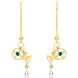 P.C Chandra Jeweller 18k Yellow Gold Alluring Aquarius Themed & Diamond Dangler Earrings-image-70