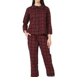 Smarty Pants Maroon Cotton Checks Shirt With Pyjamas-image-9