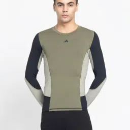 Adidas Green Fitted Colour Block Sports T-Shirt-picture-41