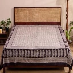 Fabindia Bagh Black Cotton Printed 20 TC Single Bed Cover-image-17