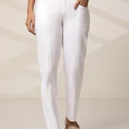 Elleven from Aurelia White Cotton Mid Rise Trousers-picture-47