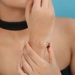 Zavya Glamorous Rose Gold Plated CZ 925 Sterling Silver Bangle-image-23