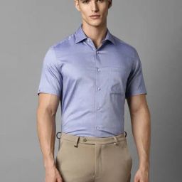 Louis Philippe Blue Cotton Regular Fit Textured Shirt-image-38