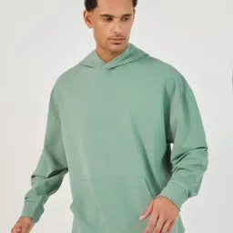 Styli Trek Green Relaxed Fit Self Design Oversized Hoodie-picture-37