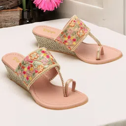 DIPYO Women Embellished Party Wedge Sandals-52
