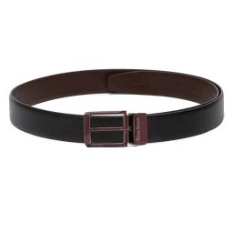 Louis Stitch Black Textured Leather Reversible Belt for Men-image-52