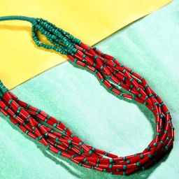 Imli Street Red & Green Long Beaded Handcrafted Necklace-image-53