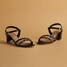 Eridani Women's Ocean Black Ankle Strap Sandals-image-18
