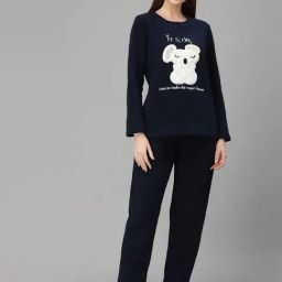 Sweet Dreams Navy Regular Fit Applique Pyjama set-picture-31