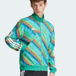Adidas Green Loose Fit Printed Sports Jacket-image-50