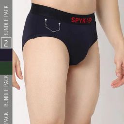 UnderJeans by Spykar Navy & Olive Briefs - Pack of 2-image-23