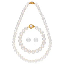 Sri Jagdamba Pearls White Blossom Pearl Necklace, Earring & Bracelet Set for Women-image-97