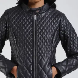Label Ritu Kumar Black Printed Biker Jacket image 4