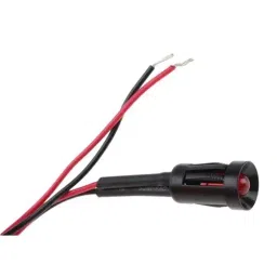 RS PRO Red Panel Mount Indicator 24V DC, Mounting Hole Size 8 mm, Termination Type Lead Wires, Model No 206491-18