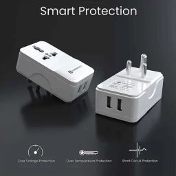 Portronics Adapto III POR-1372 Adapter with Dual USB Port and AC Socket (White) image 3