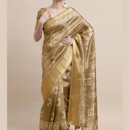 Mirchi Fashion Beige Cotton Silk Batik Printed Saree For Women-picture-36
