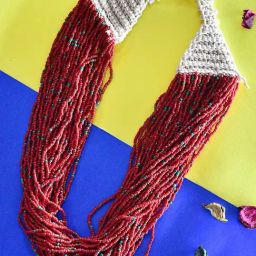 Imli Street Red Long Beaded Handcrafted Necklace-image-65