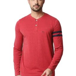 Basics Scooter Cotton Muscle Fit Texture Henley T-Shirt-image-38
