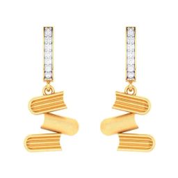 P.C Chandra Jeweller 18k Yellow Gold Hanging with Three Book & Diamond Drop Earrings-image-53