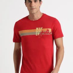 Wildcraft Red Cotton Regular Fit Printed T-Shirt-image-5