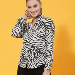 KASSUALLY Beige & Black Printed Shirt-picture-43