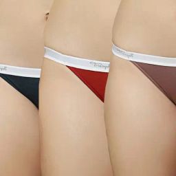 Triumph Red & Navy Cotton Thong Panties - Pack Of 3-picture-6