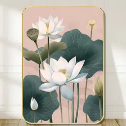 Myntra Elegant Homes Peach-Coloured & White Floral Wooden Painting Wall Art-29