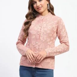 MADAME Peach Floral Print Cardigan-image-75