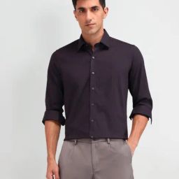 Arrow New York Purple Cotton Slim Fit Striped Shirt-image-15