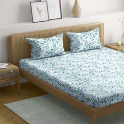 Anaqa by Pantaloons Blue Cotton Bedsheet With 2 Pillow Covers-image-108