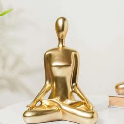 Nestasia Artisanal Stunning Golden Resin Made Showpiece Sitting In Lotus Position Meditation Pose-image-34