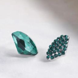 YouBella Silver Green Stone Studded Stud Earrings for Women-18