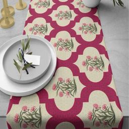 India Circus by Krsnaa Mehta Red Blended Canvas 230 GSM Poppy Flower Scarlet Table Runner-28
