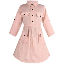 Wish Karo Girls Shirt Collar Shirt Dress-image-132