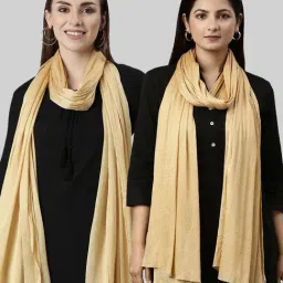 TWIN BIRDS Golden Plain Dupatta - Pack Of 2-picture-46