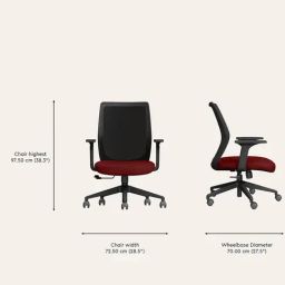Godrej Interio Curv Mesh Office Executive Chair Red, Set of 5, Optional Installation Available image 3