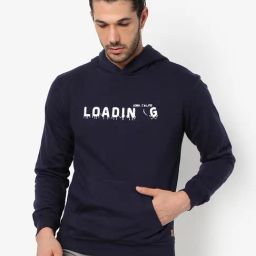 Campus Sutra Blue Cotton Regular Fit Printed Hooded Sweatshirt-image-51